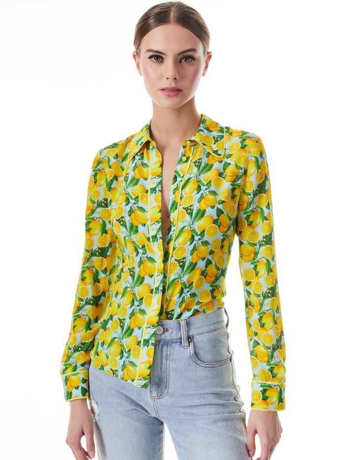 WILLA PLACKET TOP - LEMON SQUEEZE - Alice And Olivia
