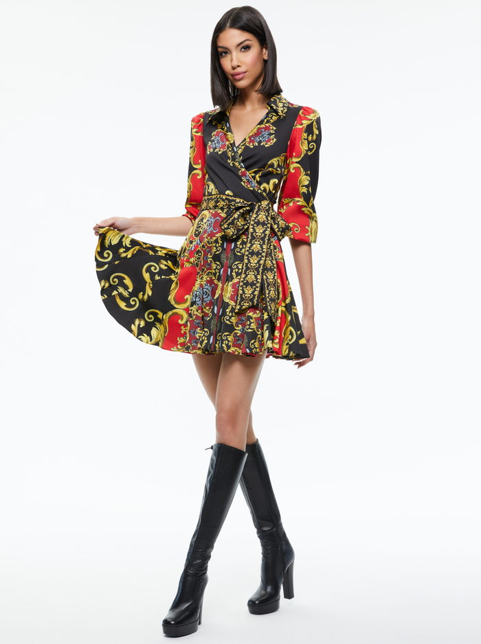 ALISA WRAP GODET SHIRT DRESS - REGAL ROMANCE BORDEAUX image 4 - Alice And Olivia