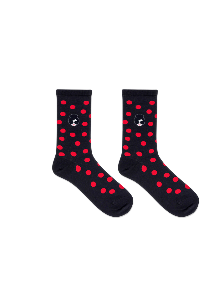 A+O X HOTSOX CREW SOCKS - BLACK / RED image 1 - Alice And Olivia