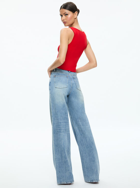 RED APPLE-DARYN BUTTON THROUGH CROPPED TANK