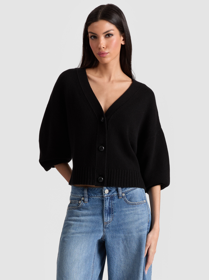 ATTICUS CROPPED CARDIGAN - BLACK - Alice And Olivia