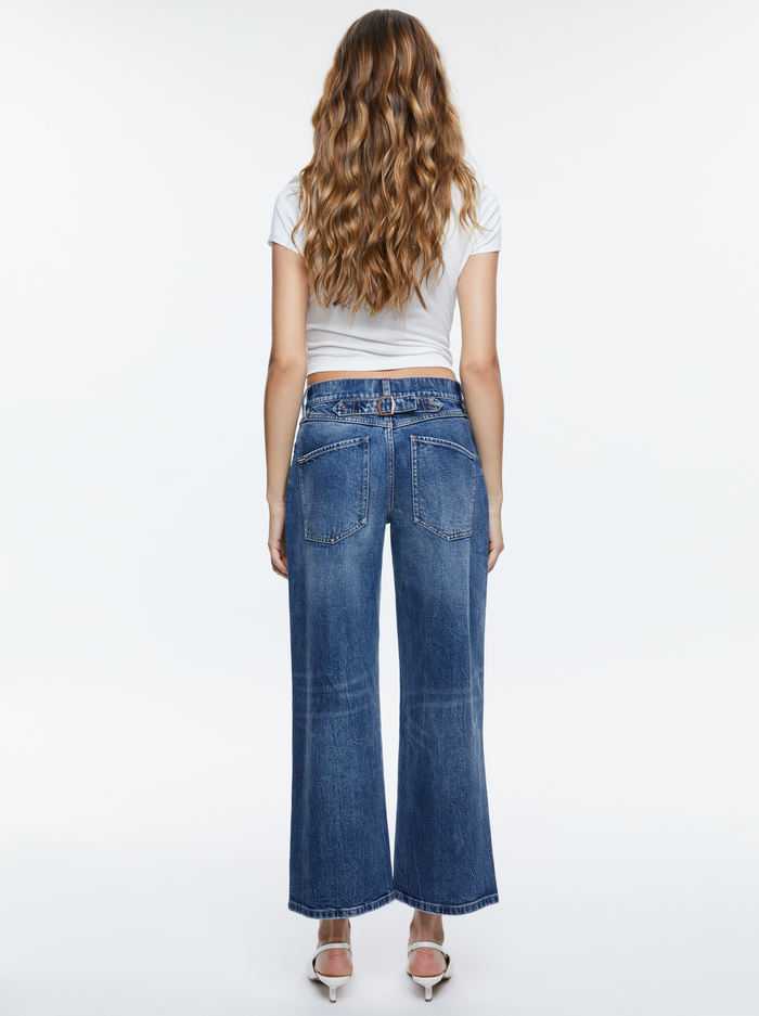 ERNIE CROPPED LOW RISE BUCKLE BACK BAGGY JEAN - BROOKLYN BLUE image 2 - Alice And Olivia