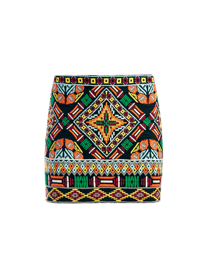ELANA EMBROIDERED MINI SKIRT - MULTI image 5 - Alice And Olivia