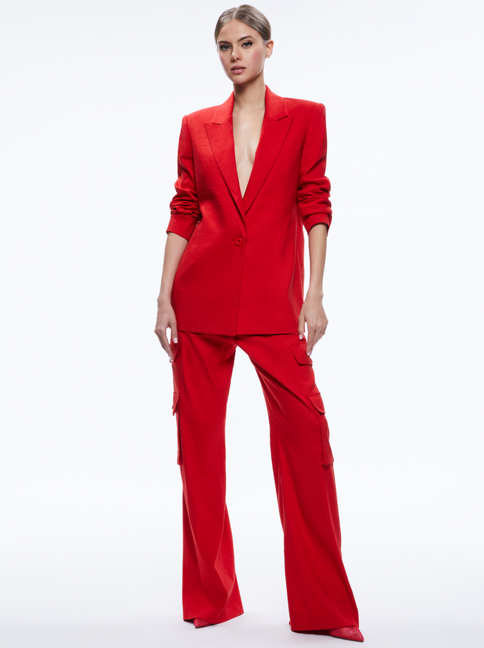 JOHANNA BOXY STRONG SHOULDER BLAZER - CINNAMON image 2 - Alice And Olivia
