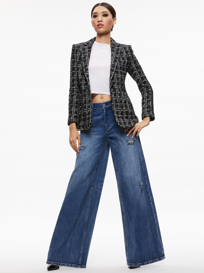 MACEY FITTED BLAZER - BLACK/WHITE image 3 - Alice And Olivia