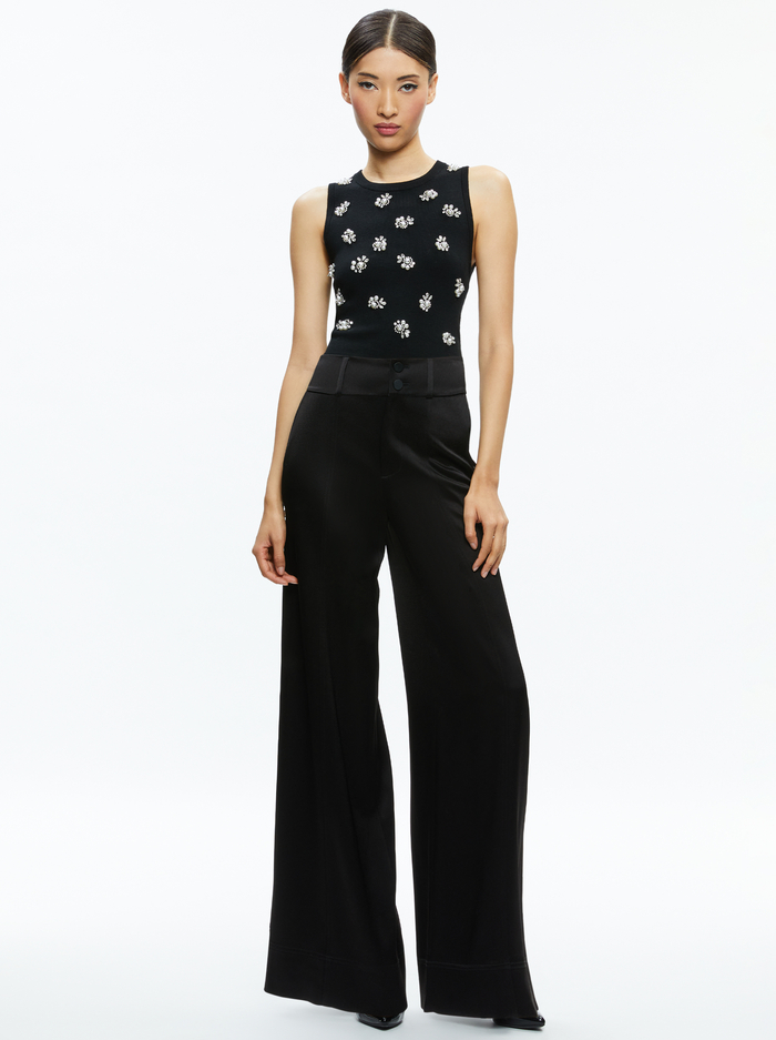 AMITY EMBELLISHED CROPPED TANK - BLACK image 2 - Alice And Olivia