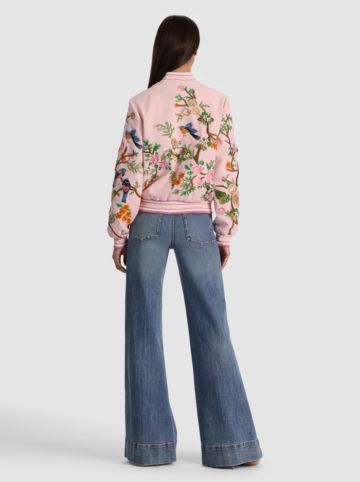 LONNIE EMBELLISHED VARSITY JACKET - ENGLISH ROSE/MULTI image 3 - ALICE + OLIVIA