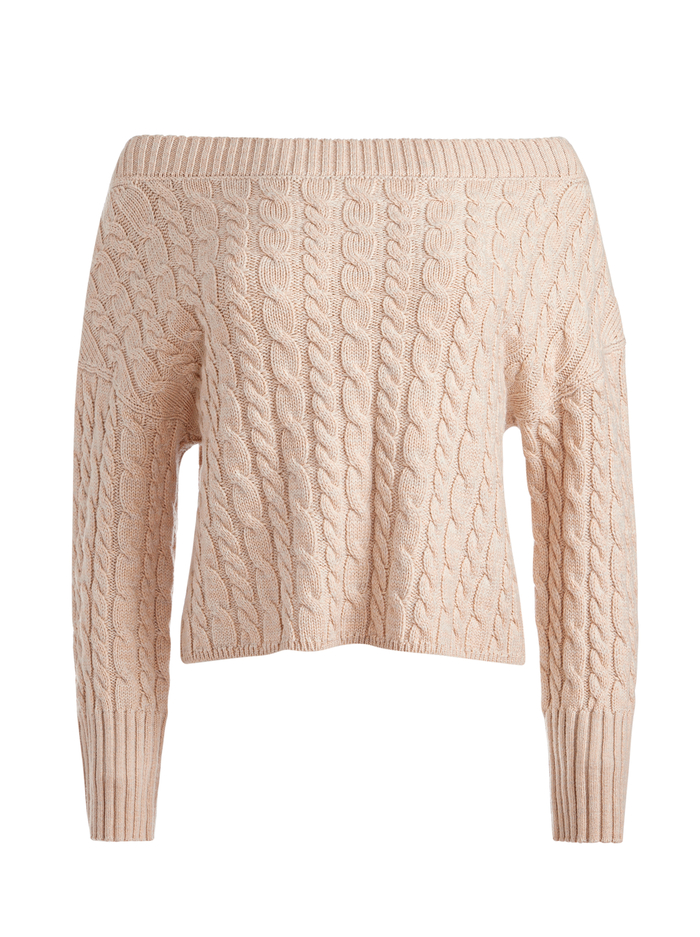 INA CABLE KNIT SWEATER - ALMOND HEATHER image 5 - Alice And Olivia