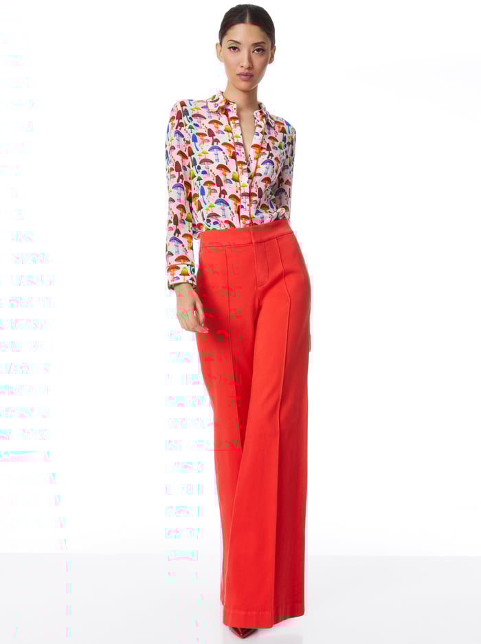 WILLA PIPED PLACKET TOP - MAGIC MUSHROOM image 4 - Alice And Olivia