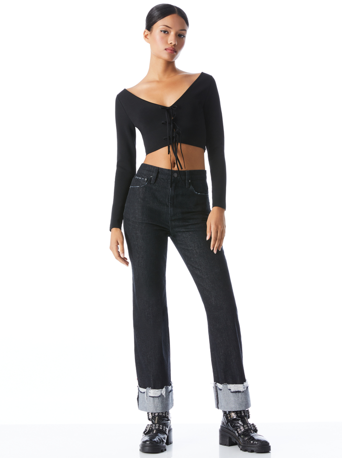SHAREE CROPPED PULLOVER - BLACK image 2 - Alice And Olivia