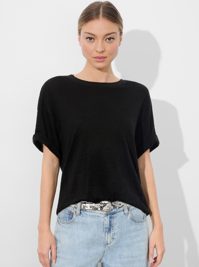 EVAN OVERSIZED TEE - BLACK - Alice And Olivia