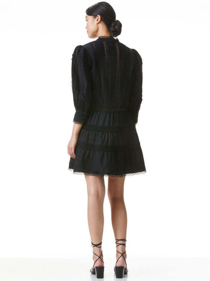 CLARK MANDARIN COLLAR MINI DRESS - BLACK image 1 - Alice And Olivia