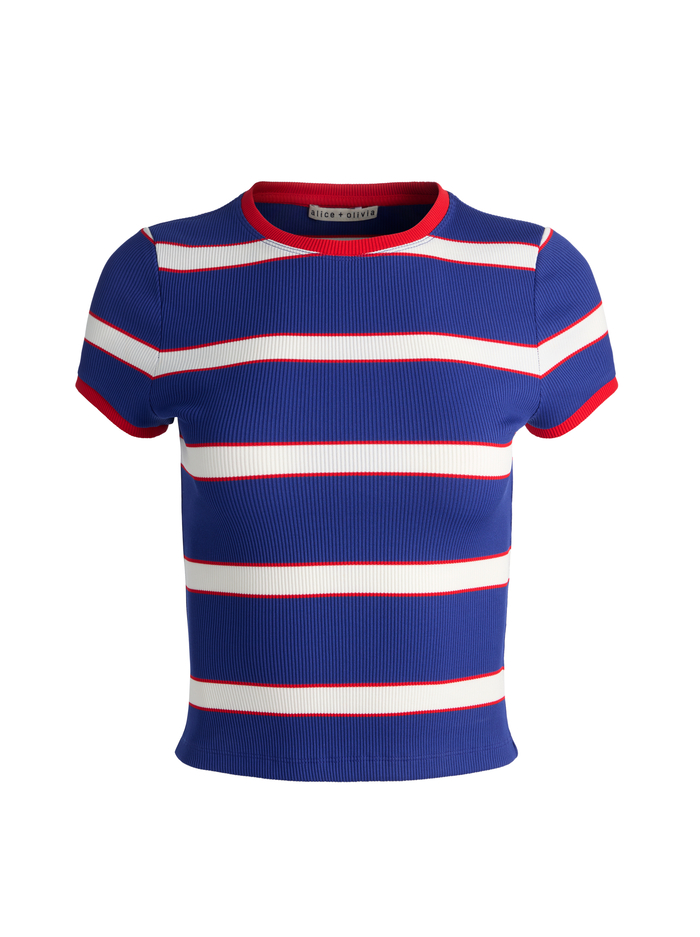 ONIE BABY RINGER TEE - GLAMOUR STRIPE TWILIGHT BLUE image 6 - ALICE + OLIVIA