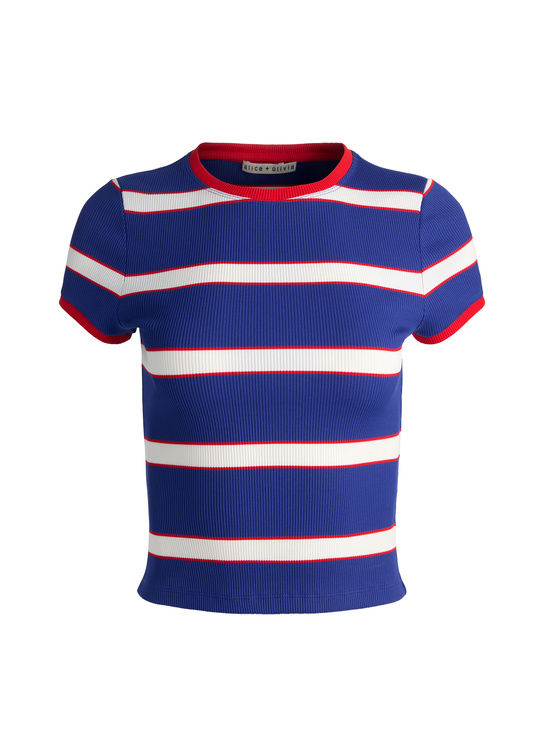 GLAMOUR STRIPE TWILIGHT BLUE-ONIE BABY RINGER TEE