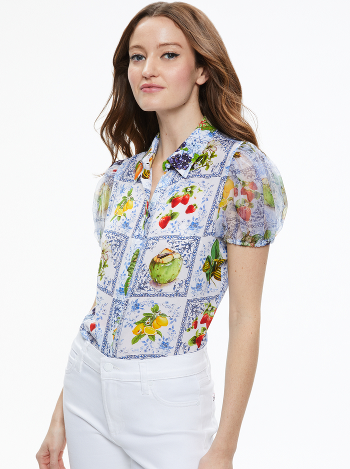 WILLA PUFF SLEEVE BLOUSE - FRUIT MARKET - Alice And Olivia