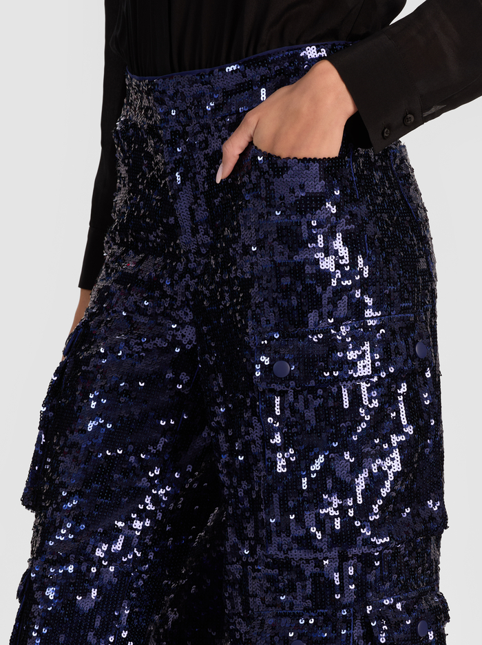 OLYMPIA SEQUIN CARGO PANT - MIDNIGHT BLUE image 4 - Alice And Olivia