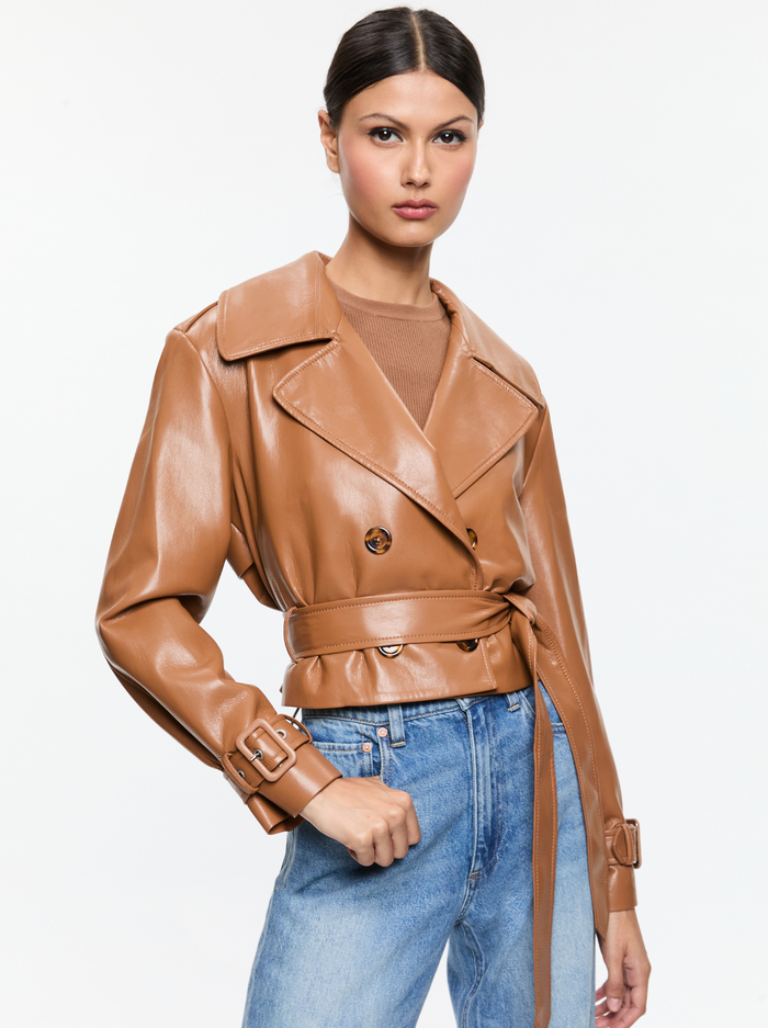 KEITH VEGAN TRENCH - CAMEL - Alice And Olivia