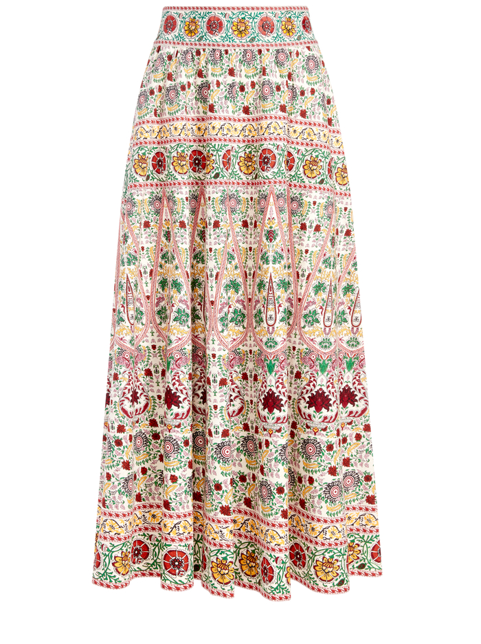 EARLA EMBROIDERED MIDI SKIRT - FLOWER POT ECRU MULTI image 5 - Alice And Olivia