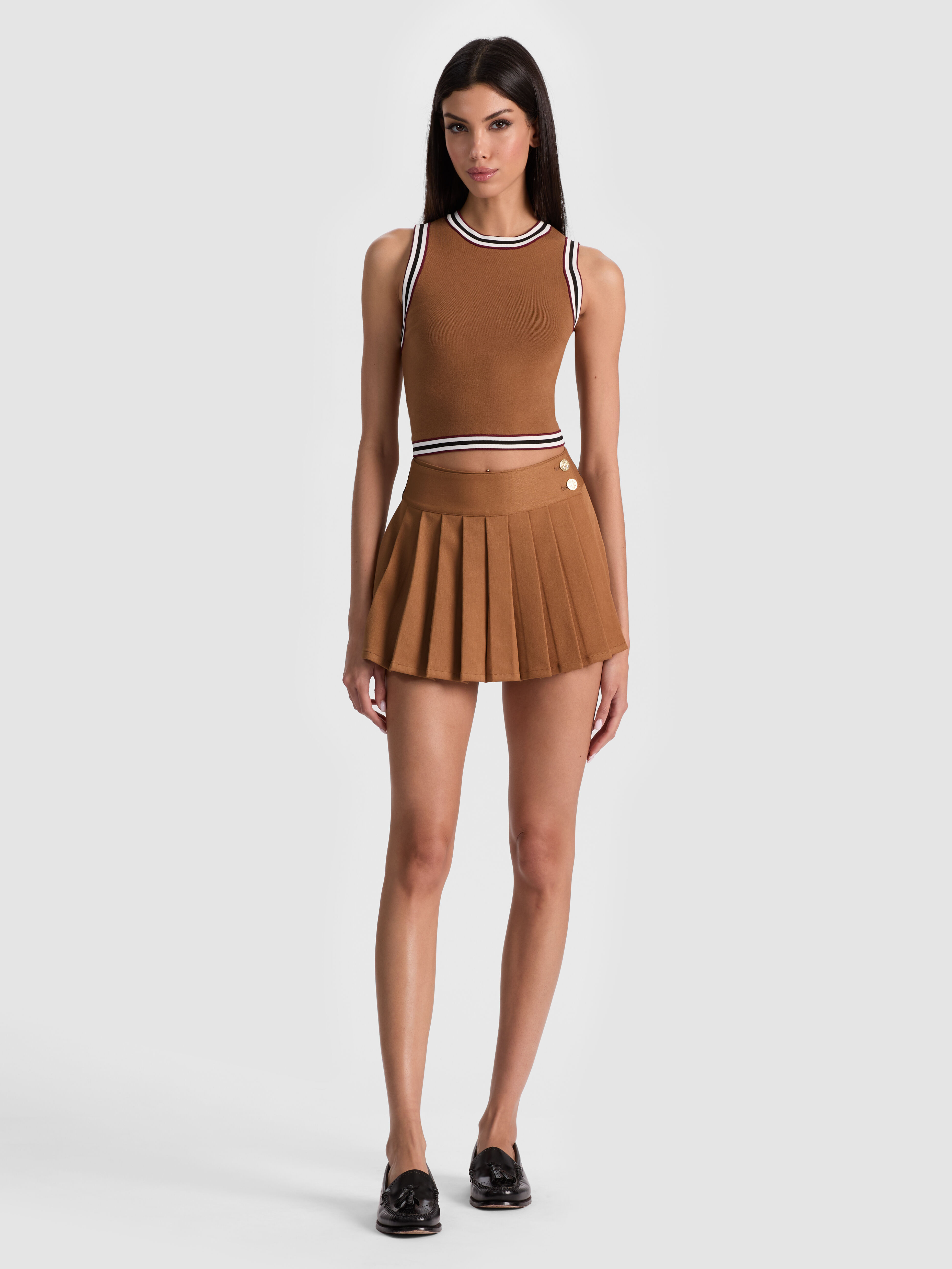 MACE MINI SKORT in PADDLEBOARD STRIPE BLACK/ECRU | ALICE + OLIVIA
