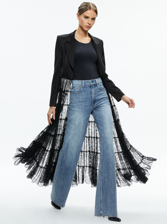BLACK-EVERLY DRAMA LACE MAXI BLAZER