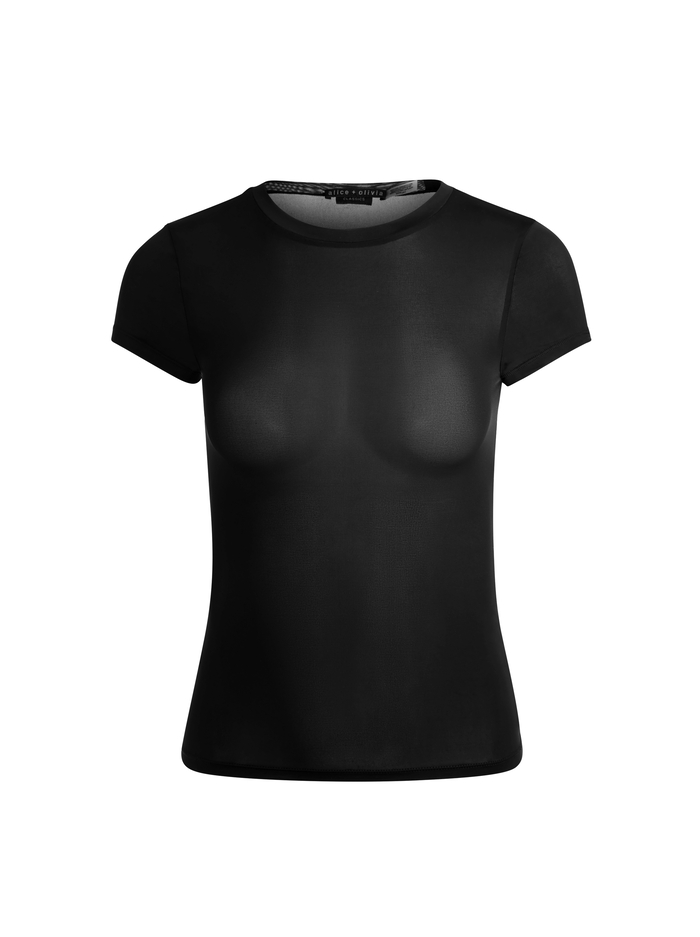 HOTTIE SHRUNKEN BABY TEE - BLACK image 5 - Alice And Olivia