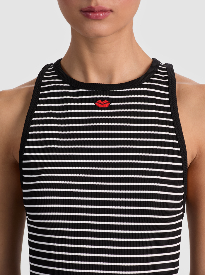 ALLEN EMBROIDERED TANK TOP - BLACK/OFF WHITE STRIPE image 3 - ALICE + OLIVIA