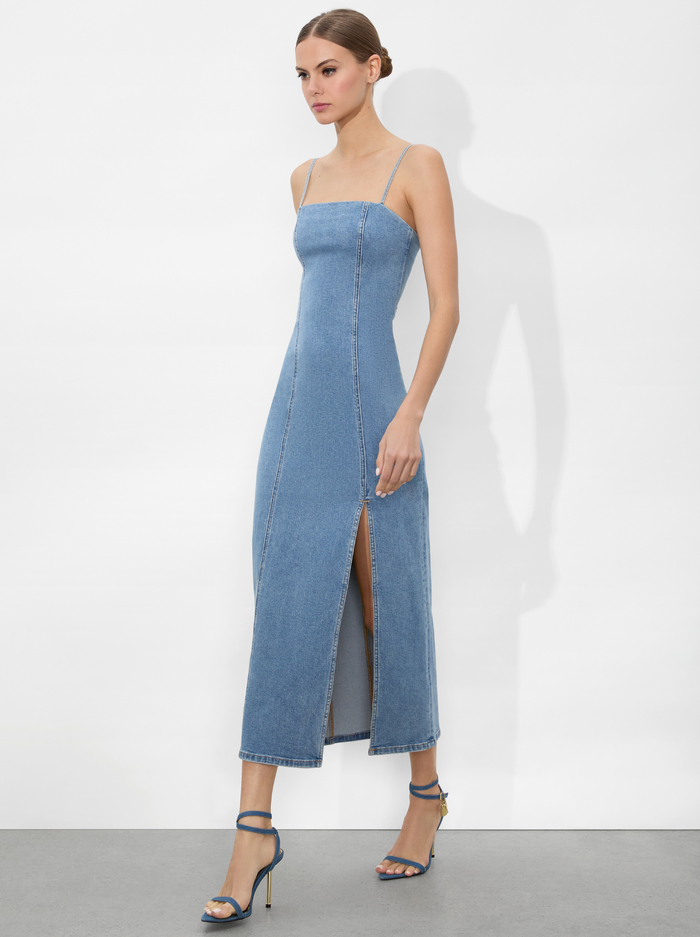 NAKISHA MIDI DRESS - AUBREY BLUE - Alice And Olivia