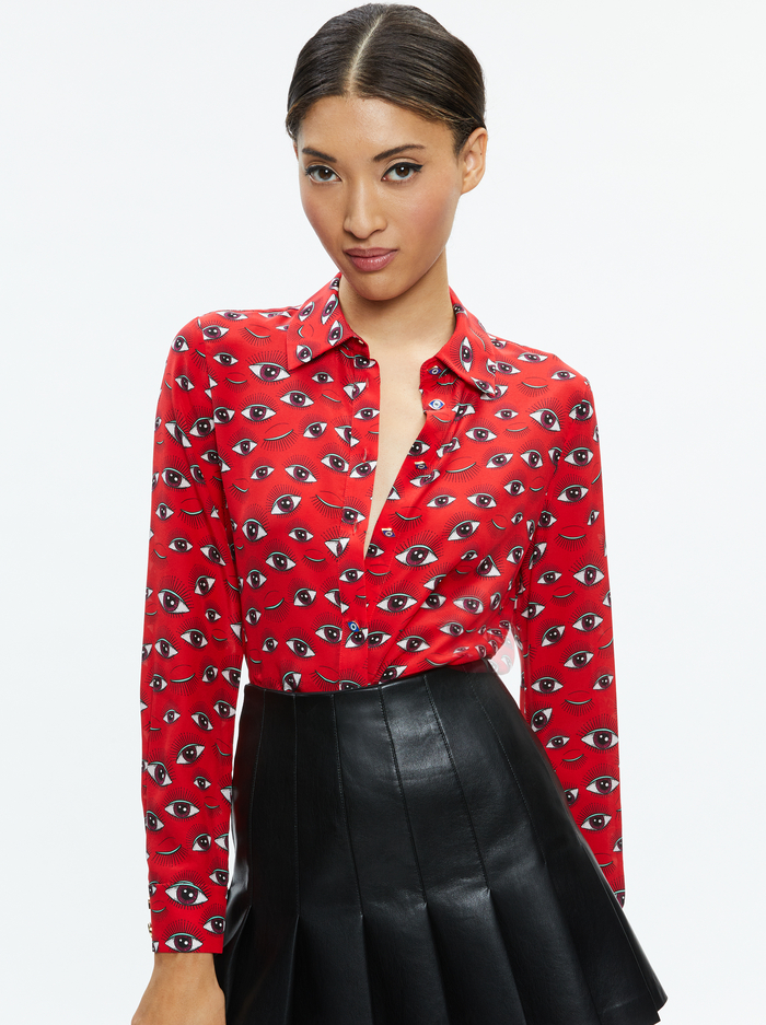 Willa Placket Top In Eye Candy | Alice And Olivia