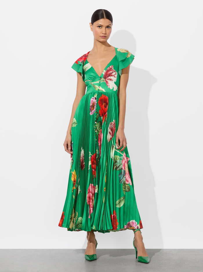 HALIA PLEATED MIDI DRESS - HAMPTONS FLORAL image 4 - Alice And Olivia