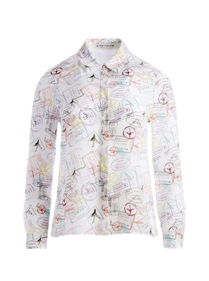 WILLA SILK BLOUSE - GLOBE TROTTER image 5 - ALICE + OLIVIA