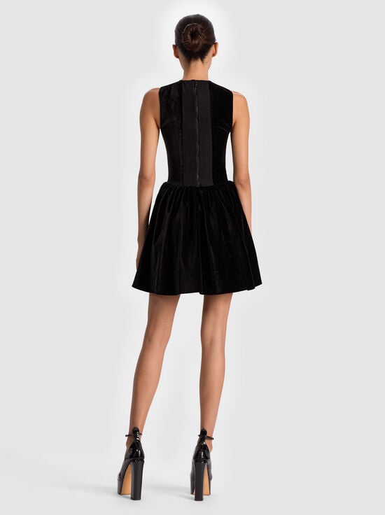 BLACK-ELLA VELVET MINI DRESS