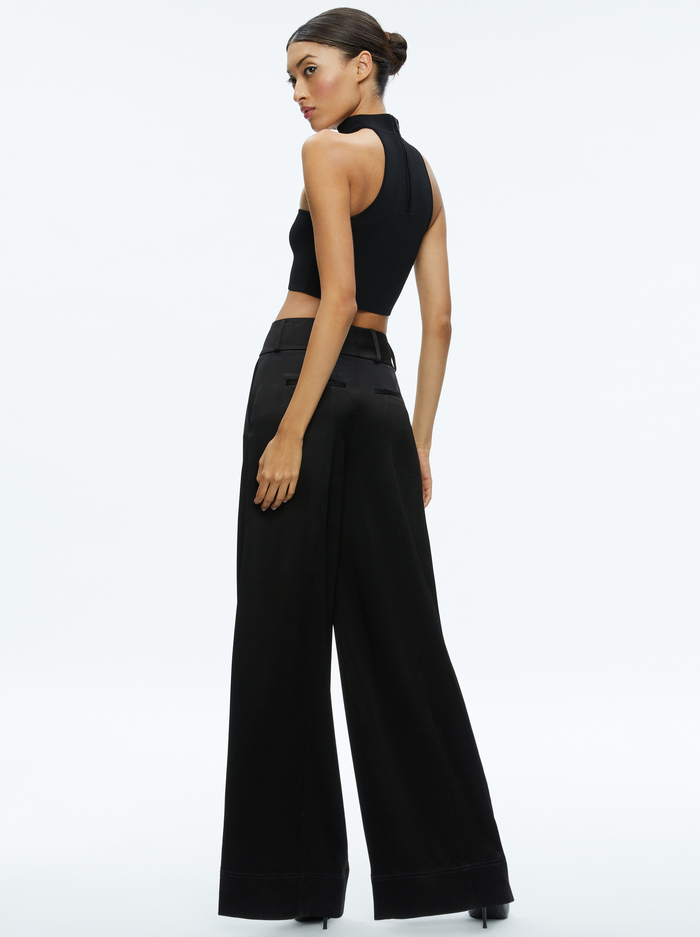 RAYA MOCK NECK RACERBACK CROPPED PULLOVER - BLACK image 1 - Alice And Olivia