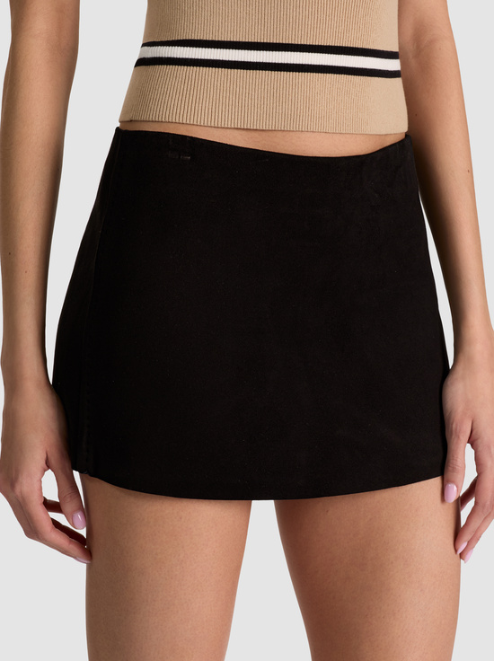 BLACK-MACE LEATHER MINI SKORT