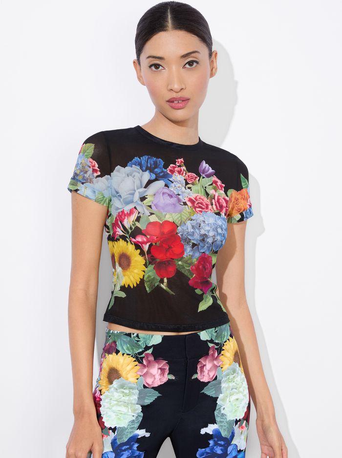 TESS TEE - GARDEN BRUNCH BLACK - Alice And Olivia