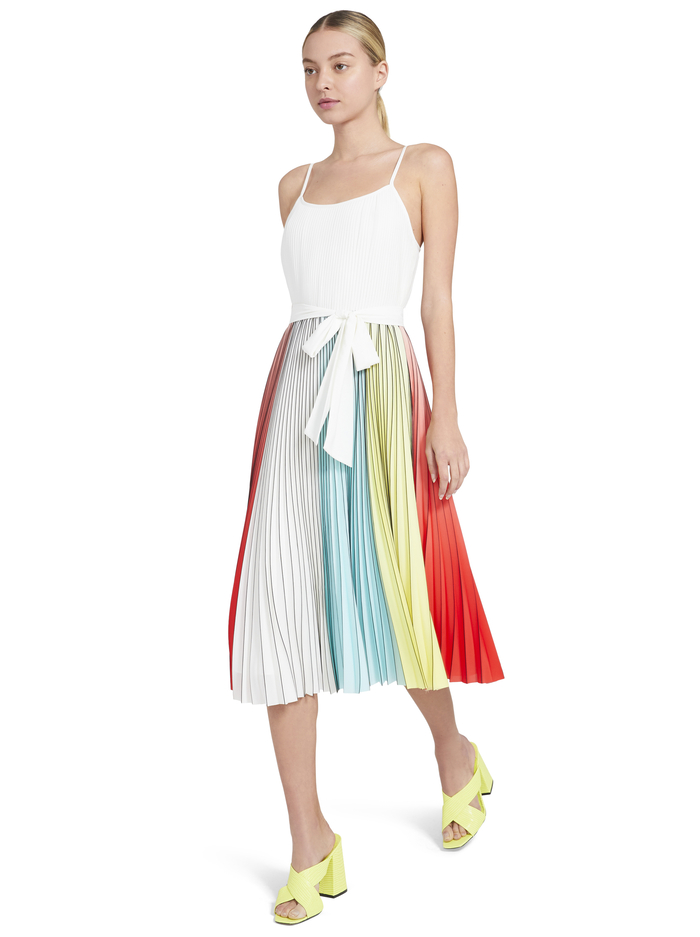 VIVIENNE PLEATED MIDI DRESS - OFF WHITE/MULTI image 4 - ALICE + OLIVIA