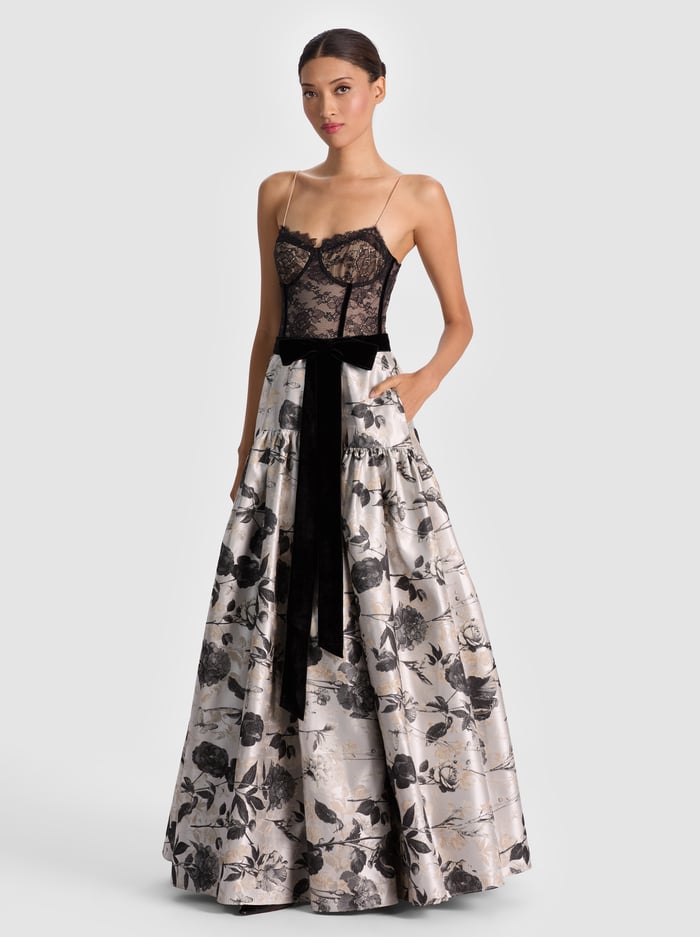 THERA TIERED GOWN - ARDEN FOREST/BLACK image 3 - Alice And Olivia