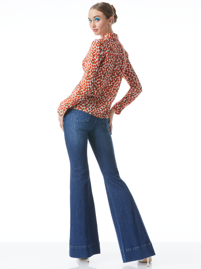 WILLA SILK BLOUSE - STRAWBERRY JAM SOFT WHITE image 1 - Alice And Olivia