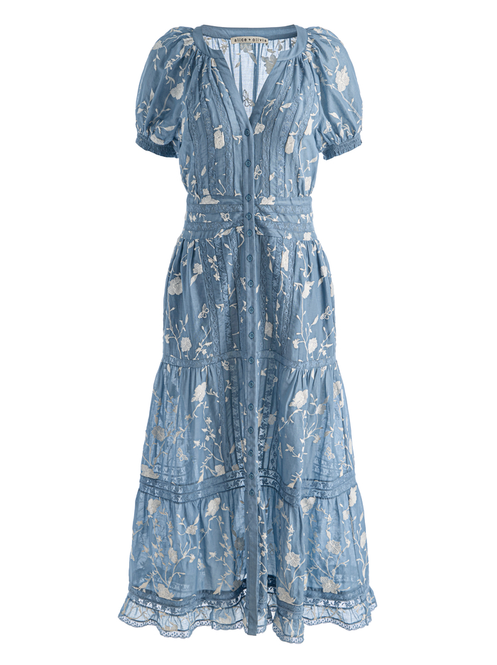 KATHRYN MIDI SHIRT DRESS - DEEP DENIM BLUE/VANILLA image 5 - ALICE + OLIVIA