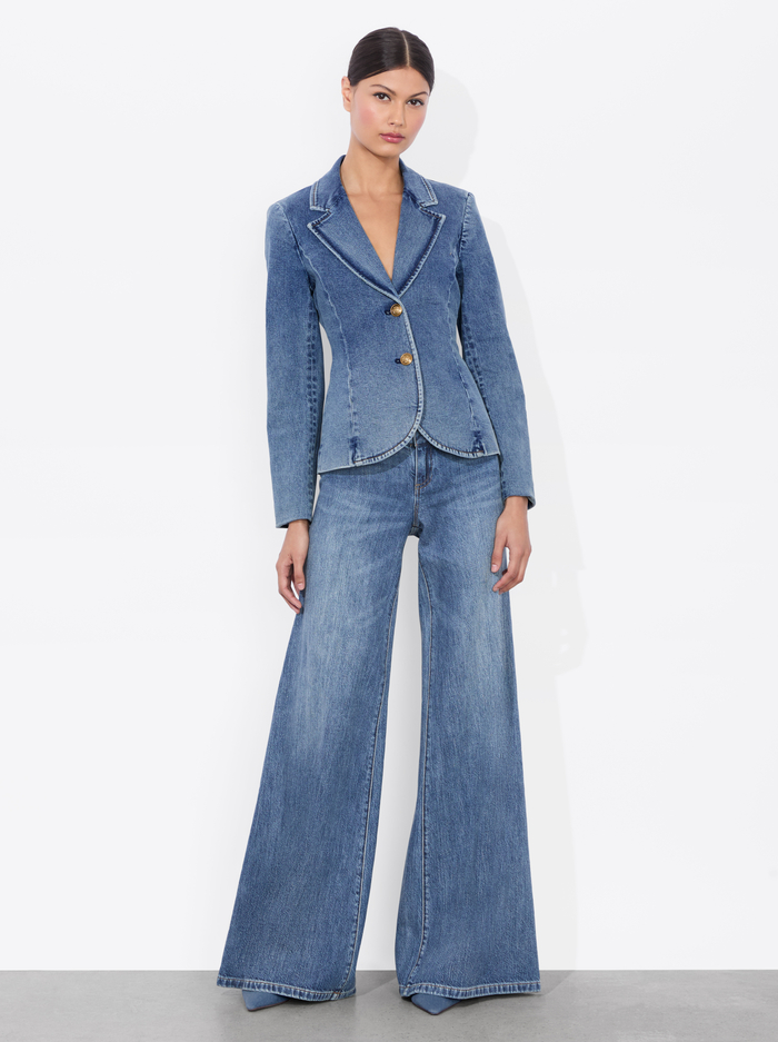 IANA DENIM SCULPTED BLAZER - ROMY DARK VINTAGE BLUE image 4 - Alice And Olivia