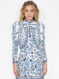ILARIA CROPPED JACKET - BLUE/OFF WHITE