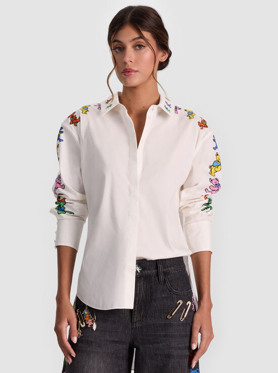 GRATEFUL BEARS OFF WHITE-A+O X GRATEFUL DEAD DIMITRA BUTTON DOWN