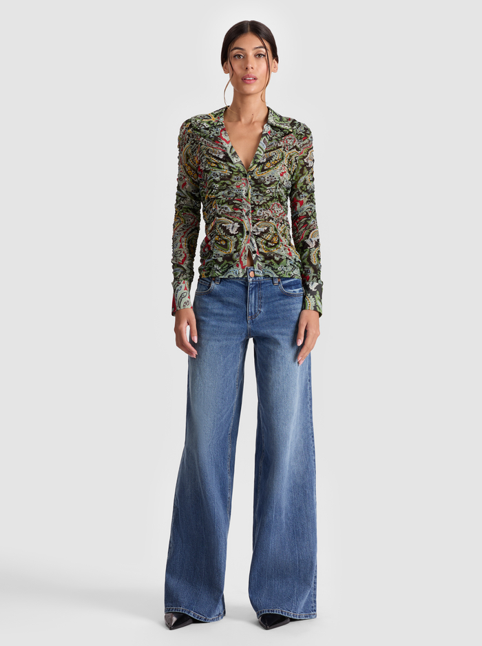 PORTIA MESH BUTTON DOWN - PAISLEY POEM image 1 - Alice And Olivia