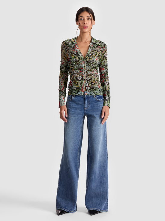 PAISLEY POEM-PORTIA MESH BUTTON DOWN