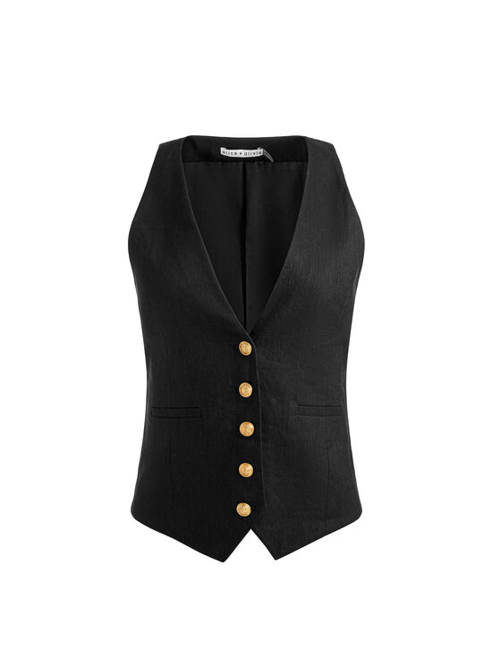 BLACK-MAZIE LINEN VEST