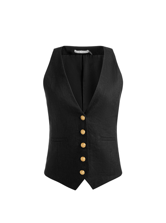 BLACK-MAZIE LINEN VEST