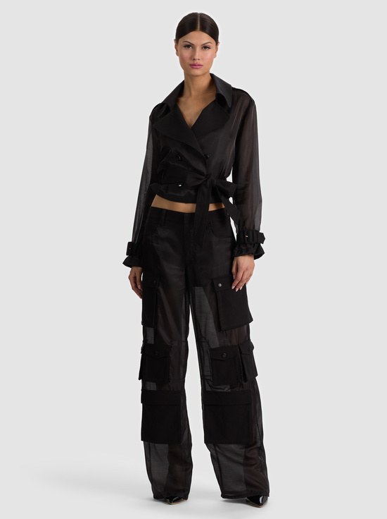 BLACK-KEITH SHEER COMBO CROPPED TRENCH