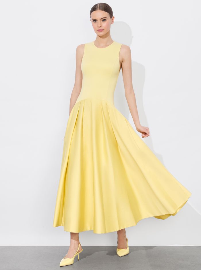 ADLEY DROP WAIST MIDI DRESS - BUTTER - Alice And Olivia