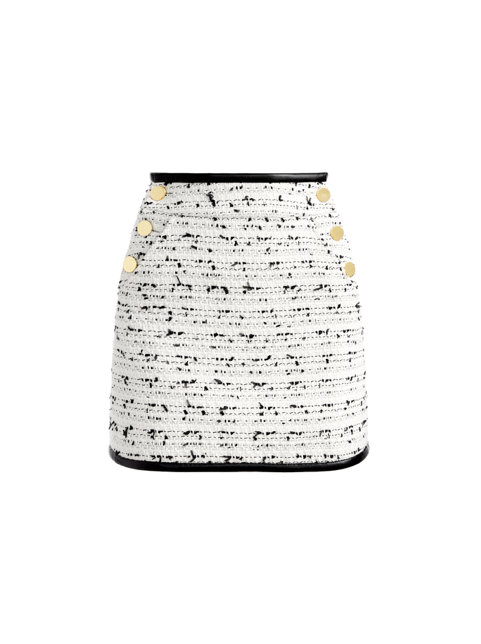 DONALD HIGH WAISTED SIDE BUTTON SKIRT - OFF WHITE/BLACK image 5 - Alice And Olivia