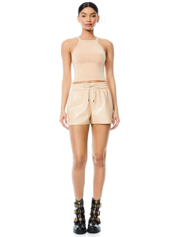 LUDLOW VEGAN LEATHER SHORT - ALMOND image 2 - Alice And Olivia