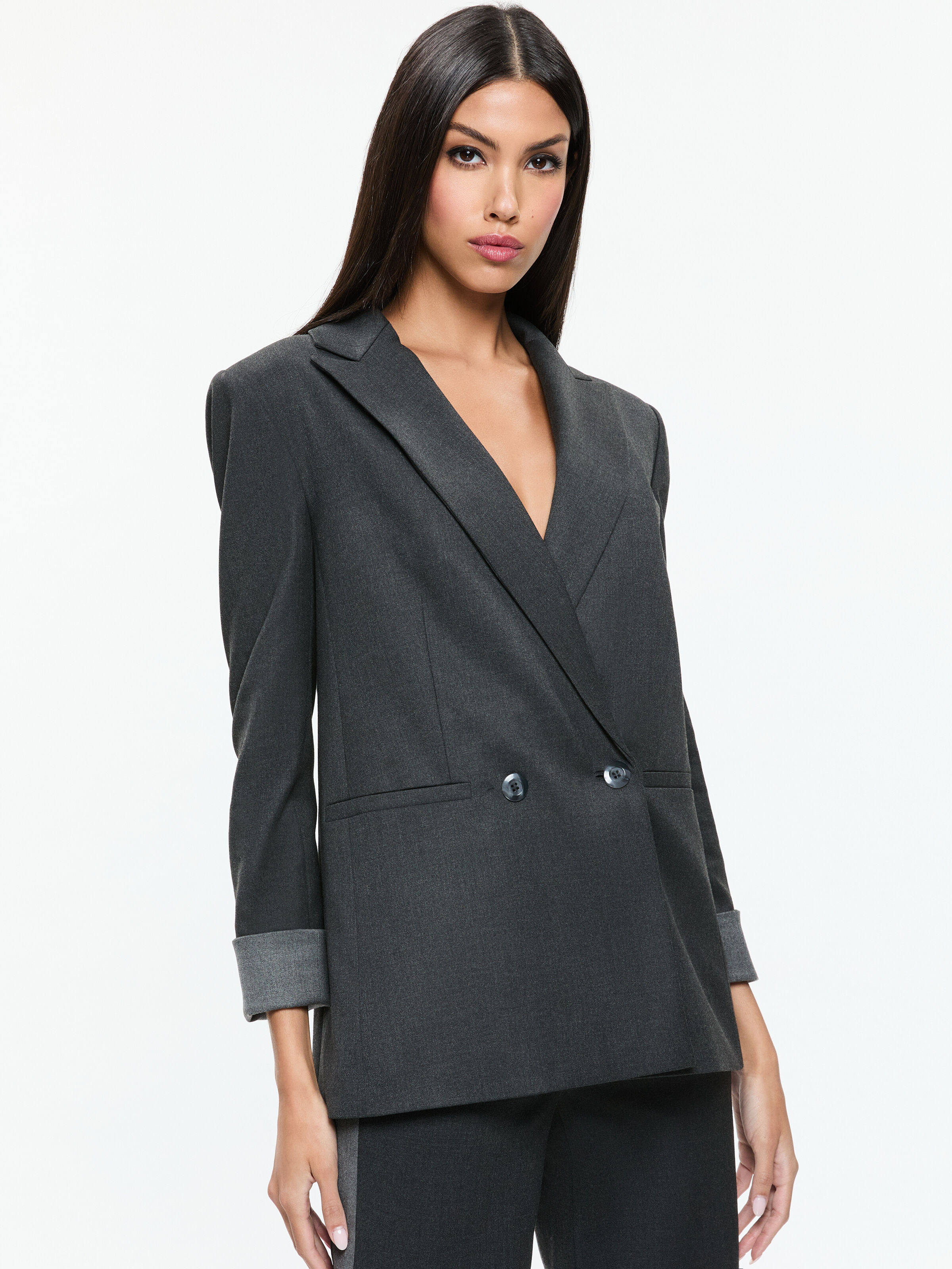 Double breasted long blazer cheap